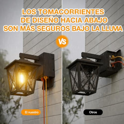 Ehaho Porch Lights with GFCI Outlet Aircraft Grade Aluminum Alloy-Black 1PC - color: Black, size: 1PC