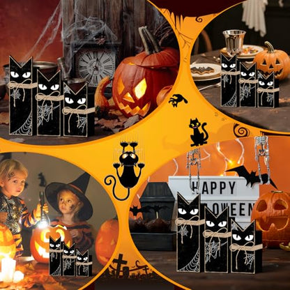 Britimes Halloween Black Cat Tray Decor, 3 Pack, Wooden - style: Black Cat