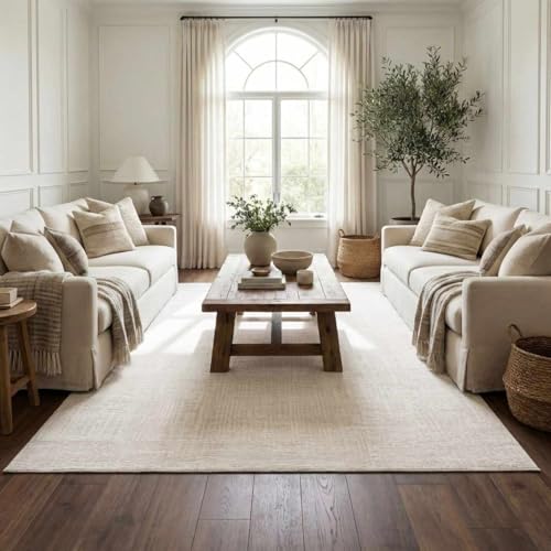 Hauteloom Pavilion Hallway, Kitchen Machine Washable Runner Rug - Neutral Abstract Solid - Cream, Off White, White - 2'7" x 10' - color: Cream, Off White / Leanna, size: 2'7" x 10' (Runner)