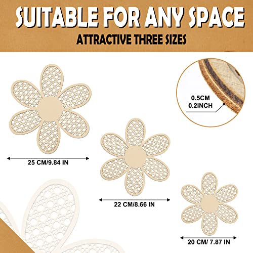 Maitys 3 Pcs Boho Daisy Flower Wall Decor Nursery Art, Wooden Color - color: Wooden Color