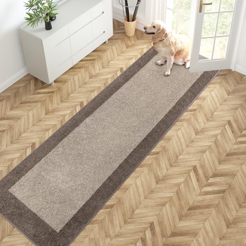PURRUGS Hallway Runner Rug, 24" x 96", Beige & Grayish Brown - color: Beige & Grayish Brown, size: 24" X 96"
