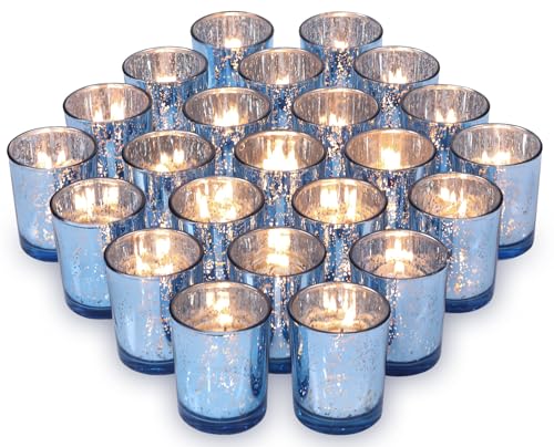 Volens Blue Party Decorations 72pcs, Mercury Glass Votive Candle Holders - color: Blue--72pcs