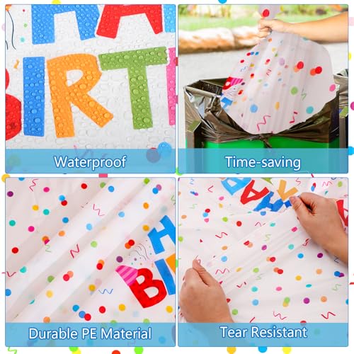 3 Pack Plastic Birthday Tablecloth, Disposable PE Happy Birthday Tablecloth - color: Happy Birthday
