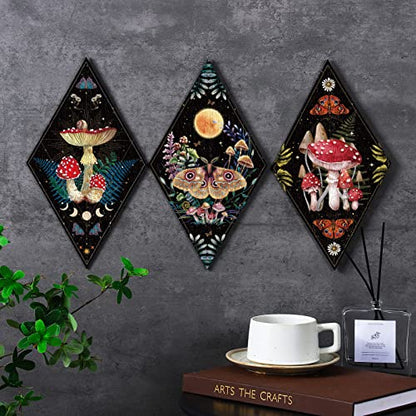 Sintuff Mushroom Wall Art Gothic Boho Sun Moon Phases Decor,Mushroom - style: Mushroom