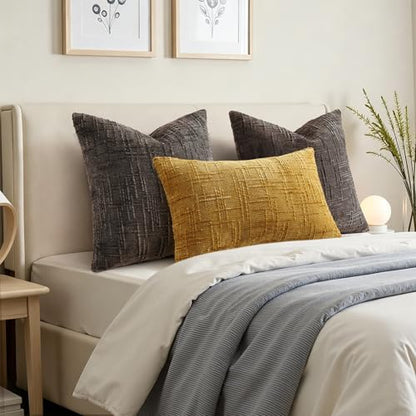 Pallene Dark Brown Textured Chenille Throw Pillow Covers 18x18 Set of 2 - color: Dark Brown, size: 18" x 18" (Pack of 2)