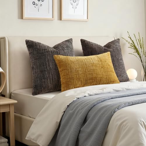 Pallene Dark Brown Textured Chenille Throw Pillow Covers 12x20 Set of 2 - color: Dark Brown, size: 20" x 12" (Pack of 2)