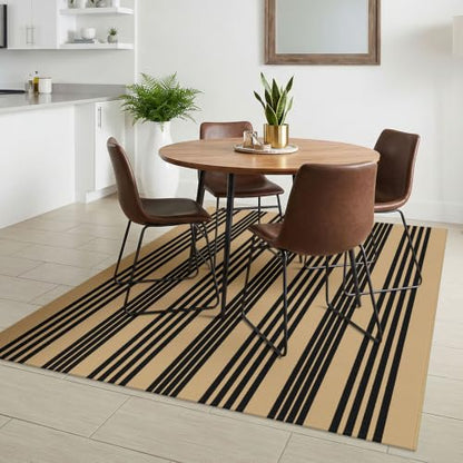 KILOCOCO Striped Rug 4x6 ft Washable Woven Front Door Rug, Brown and Black - color: Brown and Black Stripe, size: 4' x 6' (Rectangular)