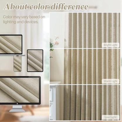 AUSSPVOCT 90 Inch Curtains Pinch Pleated Linen-Like Drapes 2 Panel Set - color: Burlywood Birch, size: 40"W x 90"L (Pack of 2)