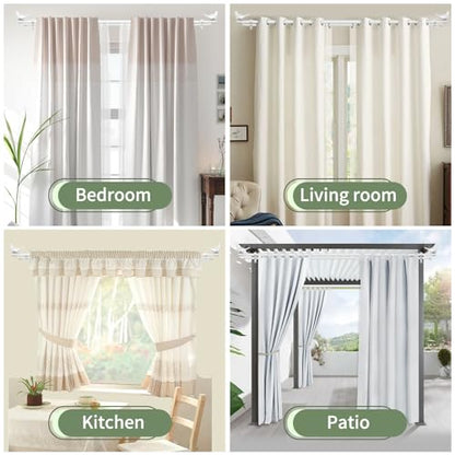 3/4" Diameter Farmhouse Double Window Treatment Curtain Rod, Bird Finials (28"-48", Glossy White) - color: Glossy White, size: 28"-48"