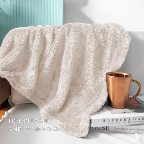 Exclusivo Mezcla Fuzzy Plush Fleece Bed Blanket Twin XL Size, Beige - color: Beige, size: 90x66 IN