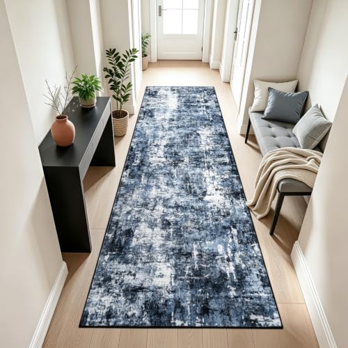 Rugflix 2'6"x8' Runner Rug for Hallway, Washable Navy Blue Long Runners - color: 01-ocean Blue, size: 2'6" x 8' (Runner)