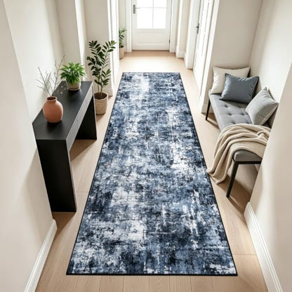 Rugflix 3x8 Runner Rug for Hallway, Washable Navy Blue Long Runners - color: 01-ocean Blue, size: 3' x 8' (Runner)