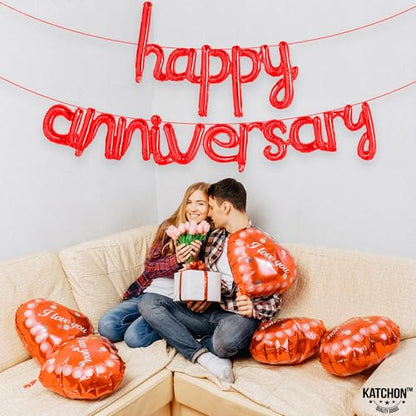 KatchOn Red Anniversary Balloons 16 Inch - color: Red