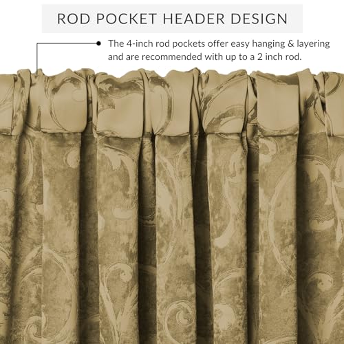 Mia Beaded Scallop Valance, Gold - 52" W x 19" L - color: Gold