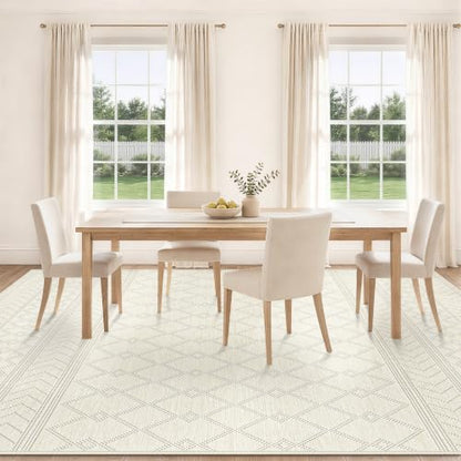 9x12 Area Rug For Living Room, Washable Beige Rugs Non Slip Low Pile - color: Beige, size: 9' x 12' (Rectangular)