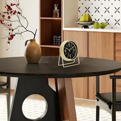 Vintage Metal Desk Clock, Gold Black