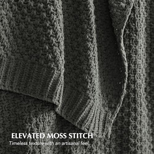EVERGRACEHOME Chunky Chenille Knit Throw Blanket, 60 x 80, Charcoal Gray - color: Charcoal Gray, size: 60" X 80"