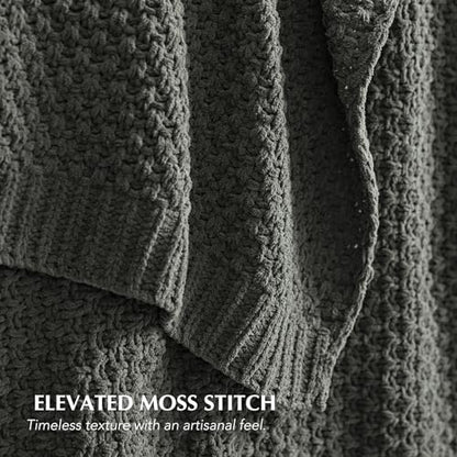 EVERGRACEHOME Chunky Chenille Knit Throw Blanket, 60 x 80, Charcoal Gray - color: Charcoal Gray, size: 60" X 80"