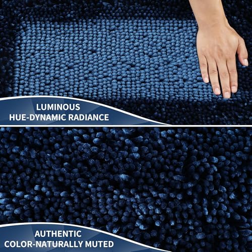 Yimobra Chenille Bathroom Rugs Non Slip, Extra Thick Soft Absorbent Bath Rug, Machine Washable Quick Dry Bath Mat for Bathroom Floor, Tub and Shower, Home Decor Accessories, 24x17, Blue - color: Blue, size: 24" X 17"