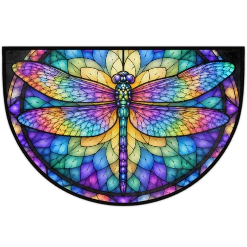 Dragonfly Half Round Door Mat Outdoor Doormat Bedroom Entrance Rug A21 - color: A-21 Dragonfly