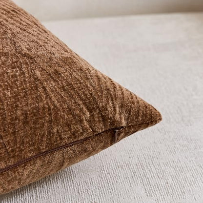 Throw Pillow Covers 18x18 Inch Set of 2, Textured Leaf, Dark Brown - color: Dark Brown, size: 18" x 18" (Pack of 2)