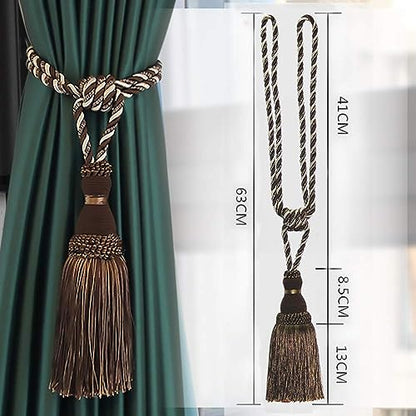 BEL AVENIR 2 Pack Curtain Tiebacks Tassel Drapery Tie-Backs Rope Holdbacks - color: Mix Coffee, size: 2 Pack