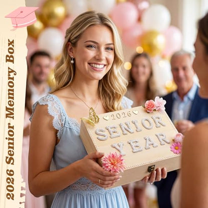 Yousoontic 2027 Senior Memory Keepsake Box and DIY Accessories,Natural - color: Natural