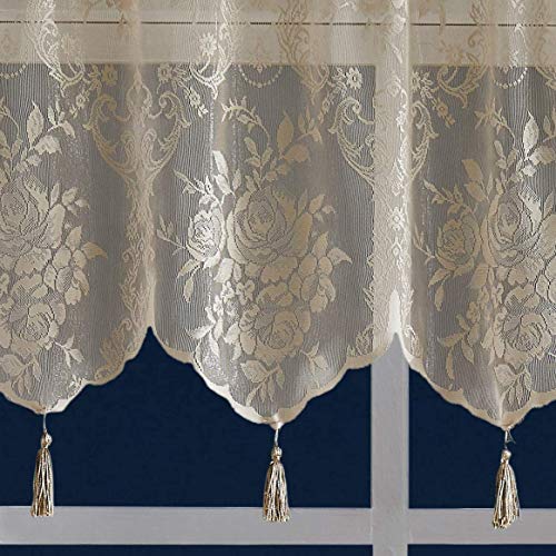Warm Home Designs Brown Lace Curtain Panels with Valances. L Linen 84 - color: Brown Linen, size: 54"W x 84"L (Pack of 2)