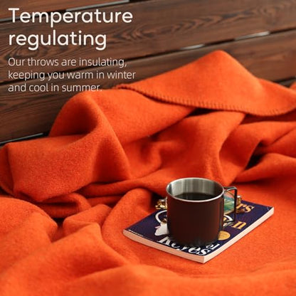 Molithe 100% Wool Blanket, 62" x 48", Warm, Thick, Military, Camping Gear - color: Orangered, size: Medium