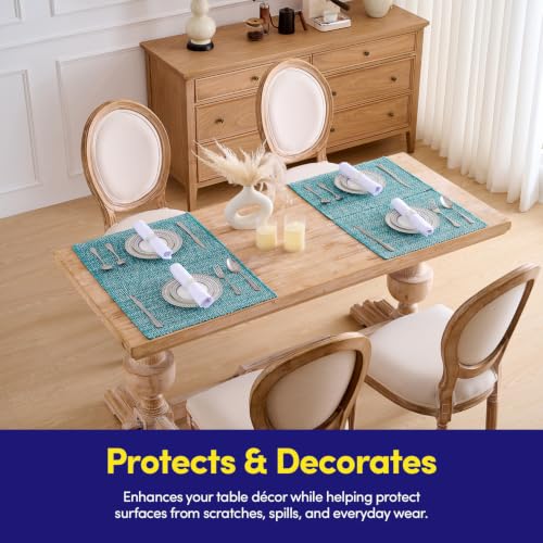 Sweet Home Collection 100% Cotton Placemats for Dining Room Rectangle Two Tone Woven Fabric 13" x 19" Soft Durable Table Mat Set, Set of 4, Turquoise - color: Turquoise, size: Rectangle 13" x 19"