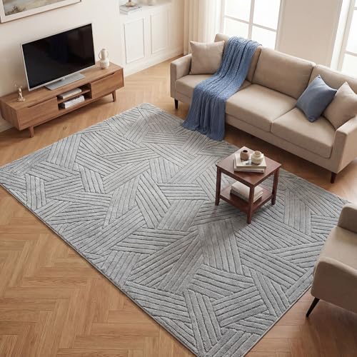 Carvapet 5x7 Area Rug Grey Modern Swirl Pattern Washable Carpet - color: Yarn Light Gray, size: 5' x 7' Rectangular