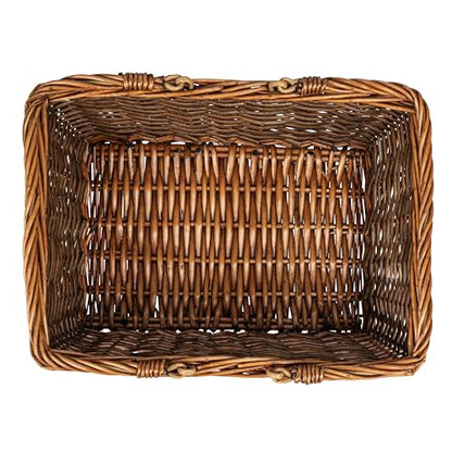 Household Essentials Woven Market Basket, Handwoven Willow Weave, Stylish Handles with Durable Metal Anchors, Classic and Versatile, Attractive, Spacious, Lightweight, Brown Stain - color: Stained Brown