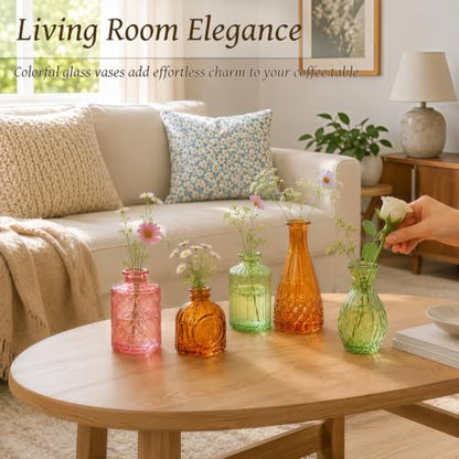 TBWIND 12 Pcs Colorful Glass Bud Vase Set - color: Multicoloured-12pcs, size: 12Pcs