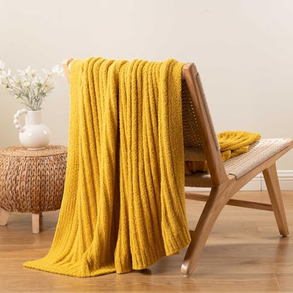 Battilo Yellow Throw Blanket for Couch, Fluffy Soft Blankets, 50"x60" - color: Yellow, size: 50"x60"