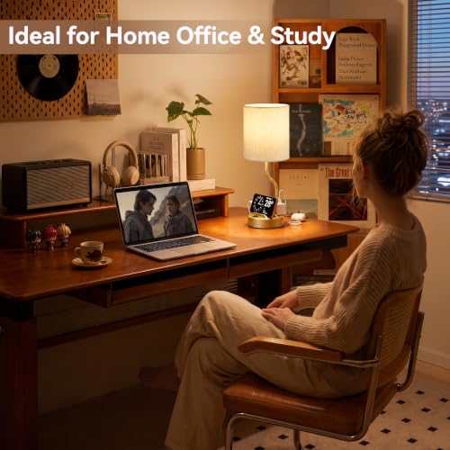 Fenmzee Bedside Lamps for Bedroom Set - 18" Gold Table Lamp for Nightstand - color: Cream & Gold