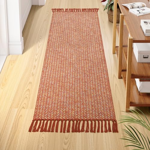 Lahome Boho Bathroom Runner Rug, 2x6 Fall Washable Rugs for Hallways - color: Rust/Multi, size: 2' x 6' (Runner)