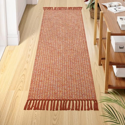 Lahome Boho Bathroom Runner Rug, 2x6 Fall Washable Rugs for Hallways - color: Rust/Multi, size: 2' x 6' (Runner)