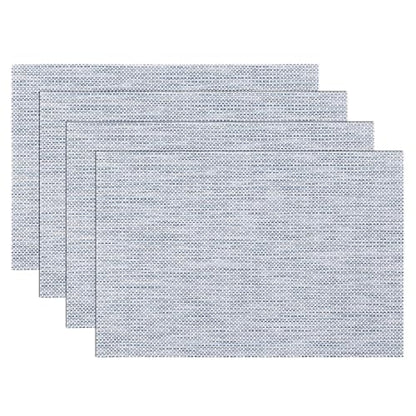 SHACOS Blue White Silver Thread Woven Placemats Set of 4 Vinyl Place Mats - color: Blue White Silver, size: Set of 4