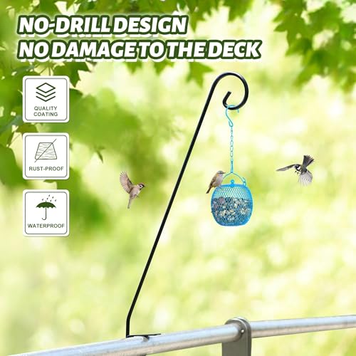 MIXXIDEA Heavy Duty Extensible Deck Hook - Adjustable for Hanging Bird Feeders, Plants, Suet Baskets, Wind Chimes, Lanterns - size: 28in Long Curled Hook-1 Pack