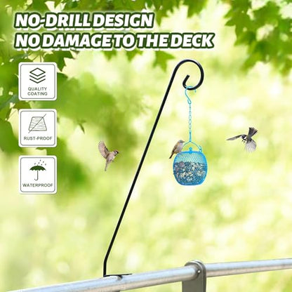 MIXXIDEA Heavy Duty Extensible Deck Hook - Adjustable for Hanging Bird Feeders, Plants, Suet Baskets, Wind Chimes, Lanterns - size: 28in Long Curled Hook-1 Pack