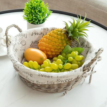 Wicker Bread Basket With Handle, Grey Wicker Storage Basket