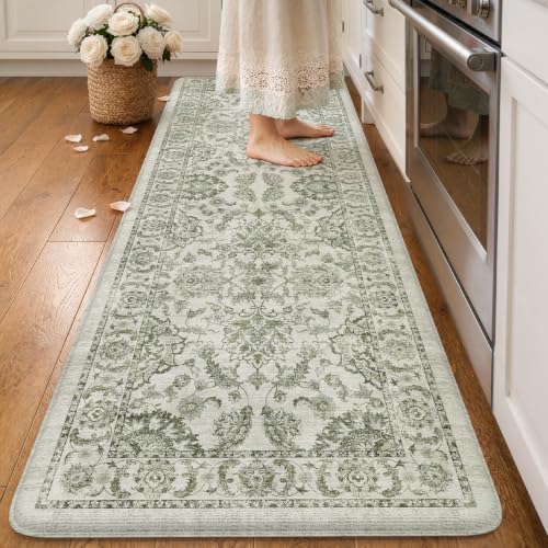 KIMODE Kitchen Mats for Floor Cushioned Anti Fatigue Kitchen Runner Rugs - color: Sage Green, size: 24"x59"--0.47 inches
