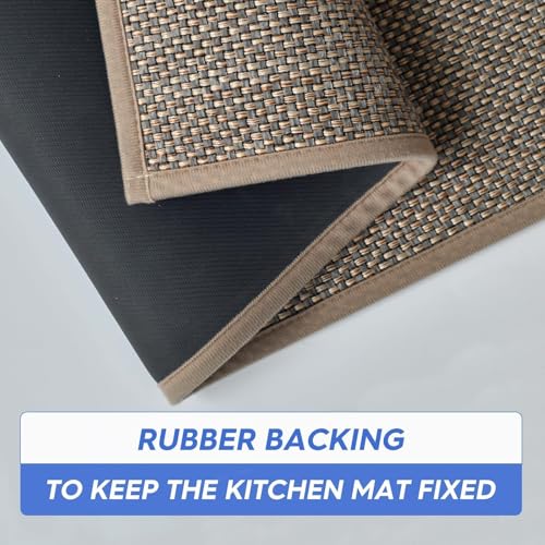 Artoid Mode Non Skid Kitchen Rugs and Mats Set of 2-17x29 + 17x47 - color: Beige Grey, size: 17" x 29" /17" x 47"