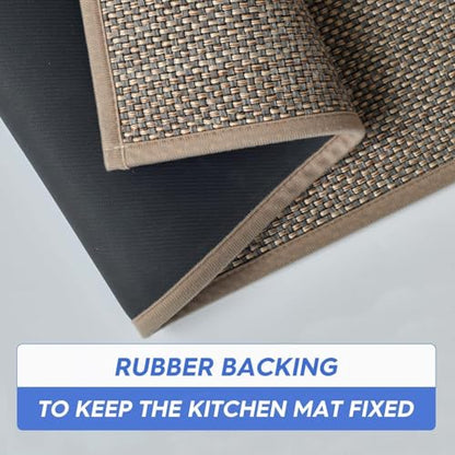 Artoid Mode Non Skid Kitchen Rugs and Mats Set of 2-17x29 + 17x47 - color: Beige Grey, size: 17" x 29" /17" x 47"
