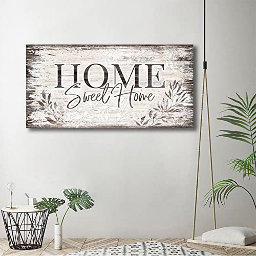 Home Sweet Home Wall Art Dark Brown Rustic Farmhouse Canvas Sign, 24"x48" - color: Home Sweet Home, size: 48"L x 24"W