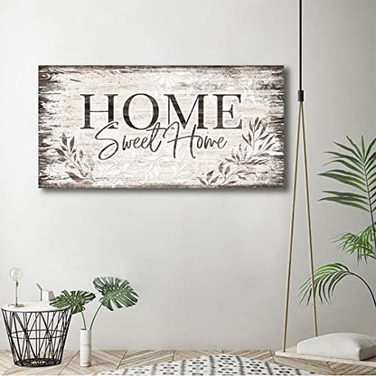 Home Sweet Home Wall Art Dark Brown Rustic Farmhouse Canvas Sign, 24"x48" - color: Home Sweet Home, size: 48"L x 24"W