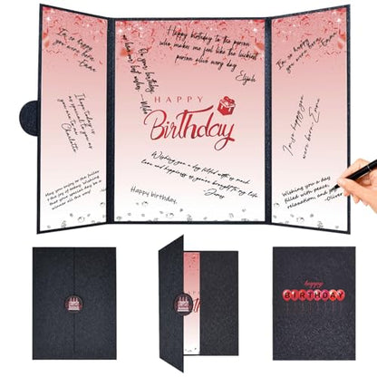 Crenics Red and Black Birthday Guest Sign in Book Alternative 18" x 12" - color: Black and Red