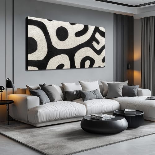 Hand-Painted Minimalist Abstract Wall Art for Living Room Bedroom 58" x 29" - color: Black, size: 58"L x 29"W