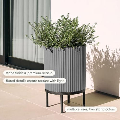 Veradek Demi Series Raised Planter - Round Planter with Stand - color: Gray/Black, size: 12 inch - 2 Pack
