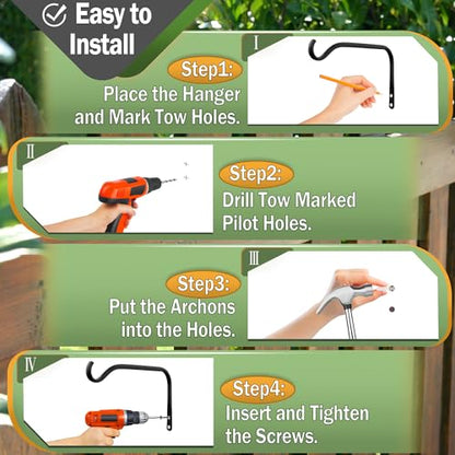 Lifyzoon Plant Hanger Brackets, 12 Inch 2-Pack Metal Hanging Wall Hooks - size: 12Inch-2Pack
